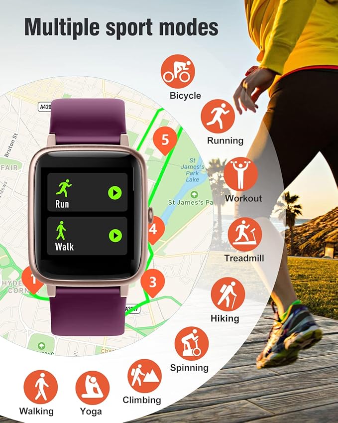 Fitness Tracker Fitness Watches for Women Men (Make/Answer Calls), 1.85" Smart Watch for iPhone/Android Phones, Heart Rate/Sleep Monitor Steps Tracker Watch Pedometer IP68 Waterproof