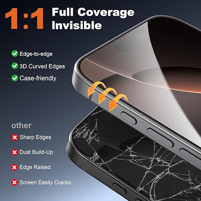 Compatible with iPhone 16 Pro Max Case and Tempered Glass Screen Protector Blue