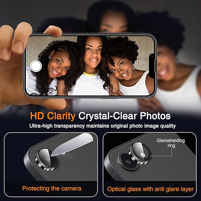 Wiaocit 3 Pack Tempered Glass Screen Protector for iPhone 16e/iPhone 17e with 3 Pack Camera Lens Protector, 9H Hardness, Bubble Free, Case Friendly