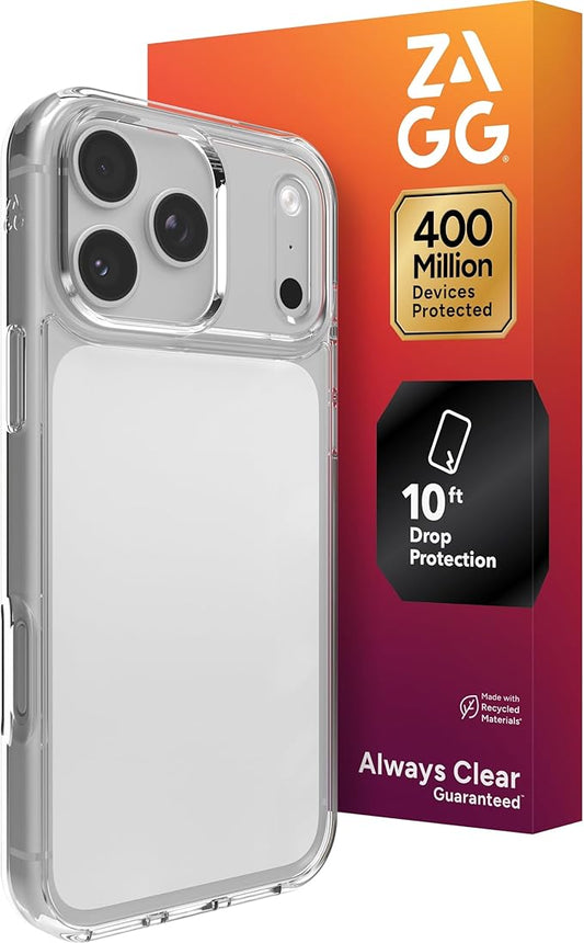 ZAGG Crystal Palace Lite Case for iPhone 17 Pro Max - Clear, Drop Protection (10ft/3m), Ultra-Slim & Lightweight, Sleek & Minimalistic Phone Case with Transparent Design, Anti-Yellowing Technology