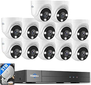 Hiseeu 3K 12 Channel Wired Security Camera System,12PCS 5MP Cameras