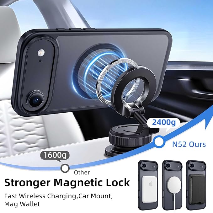 Magnetic for iPhone Air Case & iPhone 17 Air Case with Detachable Wallet, Compatible with MagSafe, Military Protective Slim Phone Cover with Card Holder, Black
