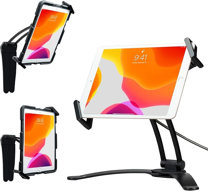 Stand and Wall Mount – CTA Security 2-in-1 Multi-Flex Tablet Stand & Wall Mount with Locking Tablet Holder & 2 Mount Bases for iPad 10th Gen 10.9" - iPad 7/8/9 Gen 10.2" & More - Black (PAD-SKMSB)