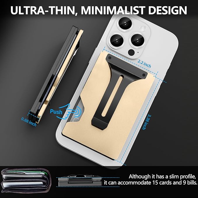 Magnetic Phone Wallet with Apple MagSafe - Metal Card Holder with AirTag Holder, RFID Blocking & Money Clip Mag Safe Wallet for iPhone 16 15 14 13 12 Pro Max/Pro/Plus/Mini