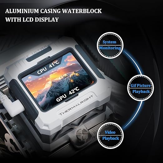 Thermalright FW240 Black CPU AIO Cooler,PC 240 Specification Water Cooler System,IPS LCD Screen with 320*240 Resolution,for AM5&Intel LGA1700/1851,High Performance Pump,Comes with 2.4-inch LCD Display