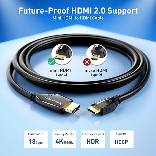 Cable Matters High-Speed 4K Mini HDMI to HDMI Cable - 15ft, HDMI2.0 Ready for Tablets, Nikon, Sony, Canon DSLR, Raspberry Pi Zero