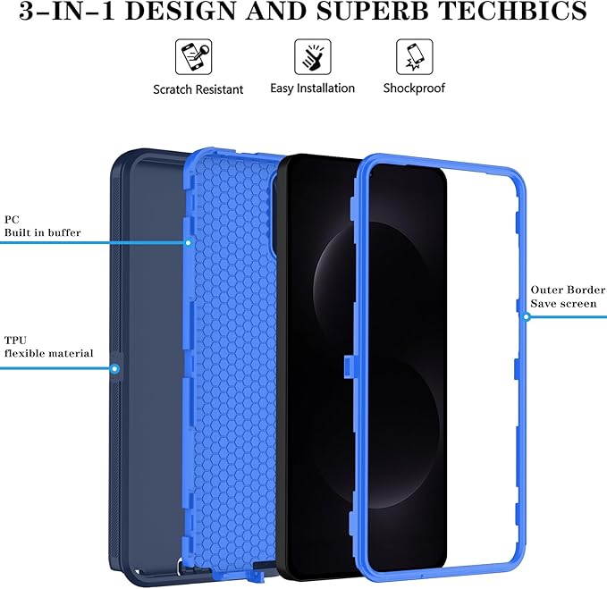 ONOLA Phone Case for Samsung Galaxy S26 Ultra Case with HD Screen Protector, Heavy Duty Shockproof & Dropproof 3-Layer Cover Phone Case for Galaxy S26 Ultra 6.9'',DarkBlue