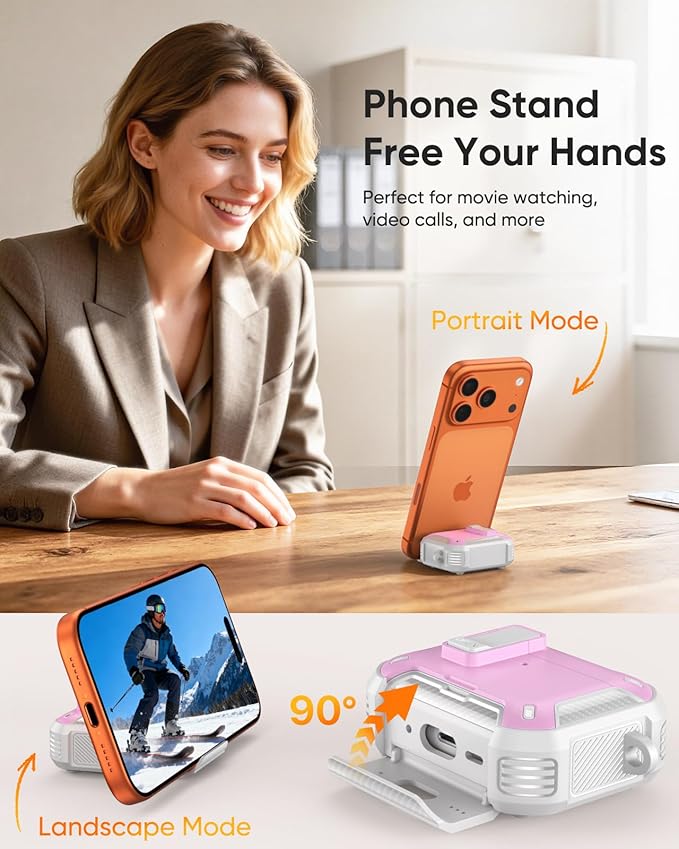 MoKo for AirPods Pro 3 Case with Lock 2025 - Compatible with MagSafe, Phone Stand & Auto Pop-up for AirPods Pro 3rd Generation Case, Military-Grade Protective Cover with Cleaner Kit, White + Pink