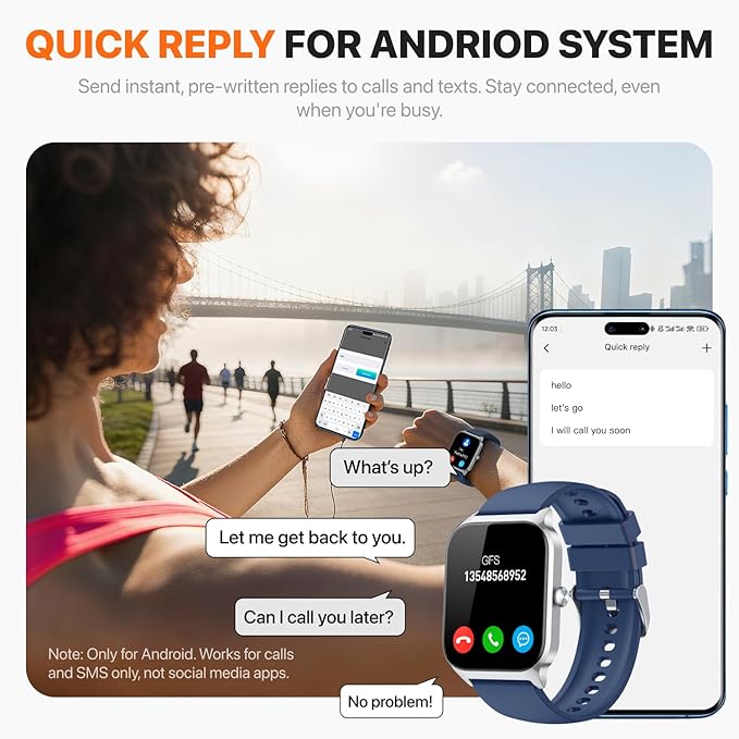 Smart Watch for Women Men,(Answer/Make Call) 1.83'' HD Fitness Activity Tracker Smartwatch for Android iPhone iOS Compatible,IP68 Waterproof Step Counter with Sleep Monitor (Modern, Blue, 1.83)