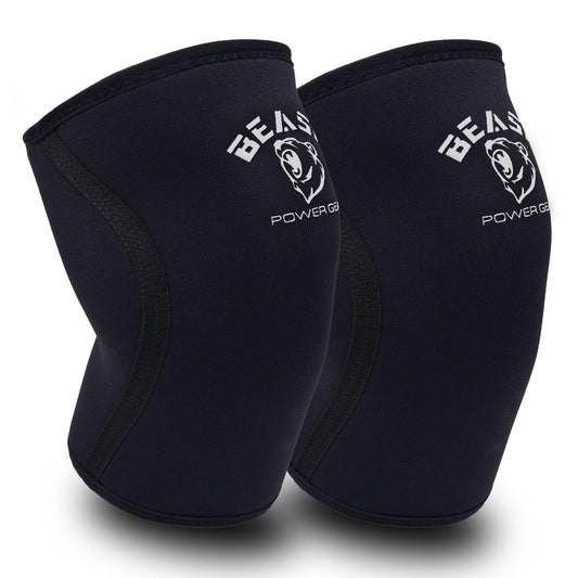 Beast Power Gear Neoprene Compression Knee Sleeves 7MM Support for Squats, Gym CrossFit Training, Powerlifting, Weightlifting, Wrestling for Men & Women (7MM-XLarge, Black)
