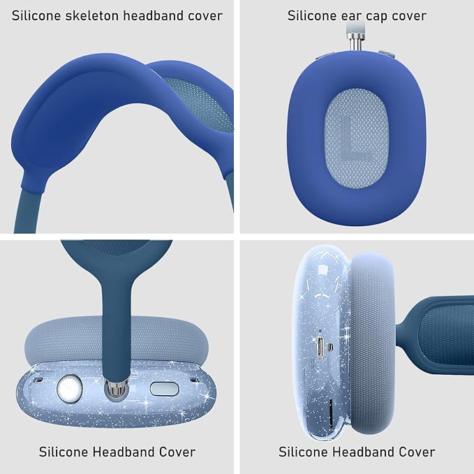 for AirPods Max case Cover,Anti-Scratch Ear Pad Case Cover/Ear Cups Cover/Headband Cover for AirPods Max. Clear Soft TPU and Silicone,Skin Scratch Proof.
