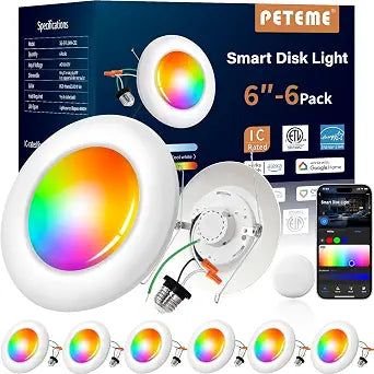 Smart Led Disk Lights 5/6 Inch,IC Rated &ETL Certified Recessed Light,6Pack