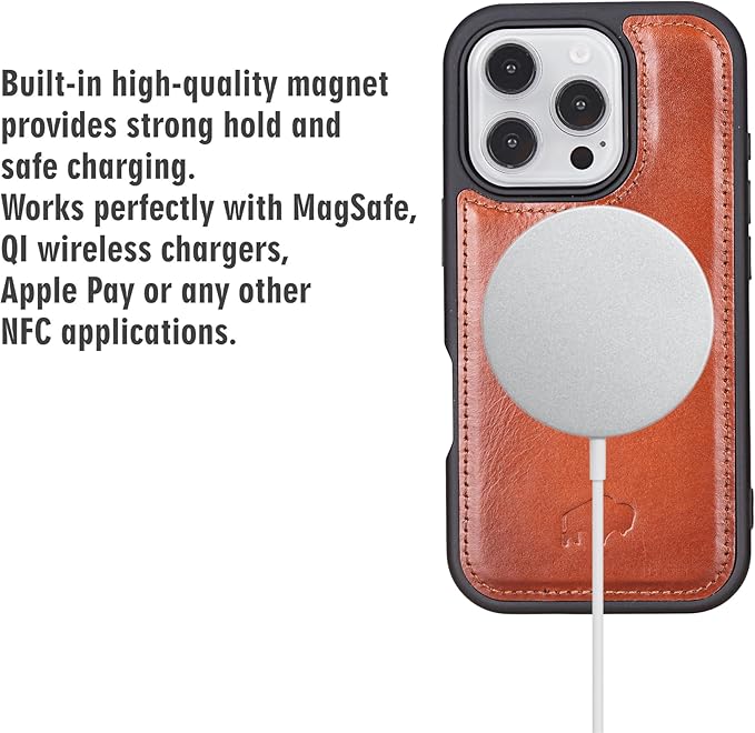 BLACKBROOK for iPhone 16 Pro Max Case with Card Holder, Carter Full Grain Leather, 2-in-1 Folio Flip Case for MagSafe Wireless Charging, RFID Blocking, 4 Card Slots, Compatible with iPhone 16 Pro Max