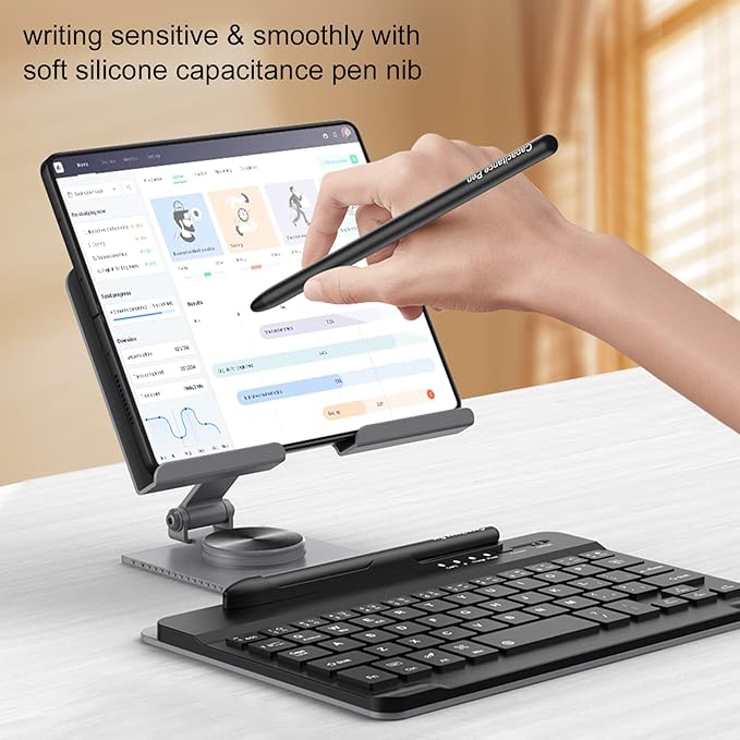 Desktop Stand & Bluetooth Keyboard Combo for Galaxy Z Fold 7/6/5/4 & Z Trifold, 4-in-1 Includes Mouse Pen, Slot, Adjustable Foldable Tablet Stand, Fits 4.7"-13" Tablets Cellphone, Black