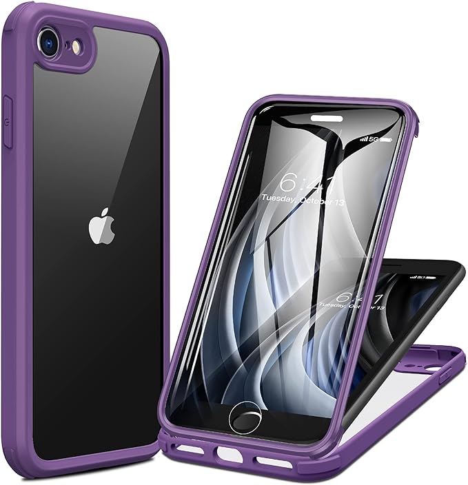 Miracase Crossbody Phone Lanyard Cases, Clip and Go Strap for iPhone SE, Adjustable Crossbody Cell Belt with Zippered Pouch, Neck Shoulder Cell Lanyard for Women, Purple