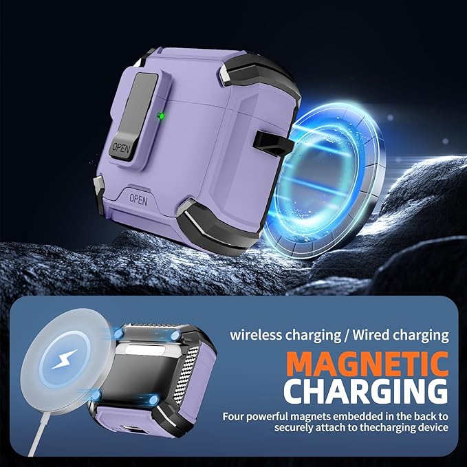 Inesore Compatible with AirPods 4th Case with Phone Stand & Cleaning Kit,Compatible with Magsafe,Magnetic Automatic Lock for Airpods 4 with Active Noise Cancellation Charging Cover (2024)