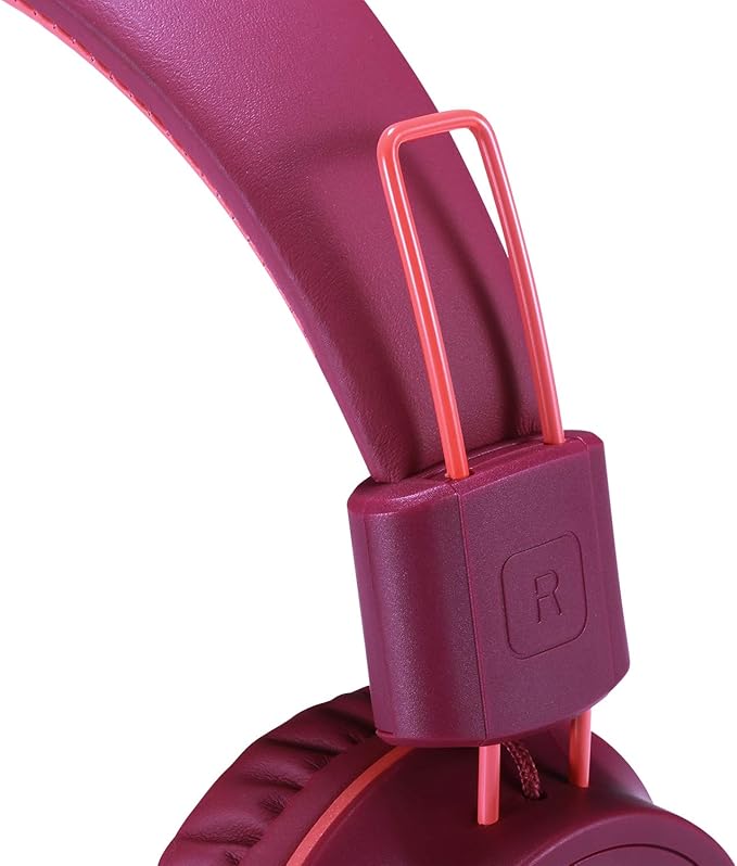 noot products Kids Headphones K33 Foldable Stereo Tangle-Free 5ft Long Cord 3.5mm Jack Plug in Wired On-Ear Headset for Children/Teens/Boys/Girls/ipad/School/Kindle/Travel/Plane/Tablet (Plum)