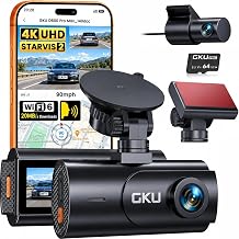 GKU 4K Dash Cam Front and Rear, STARVIS 2 Sensor, Free 64GB Card Included - Image 1
