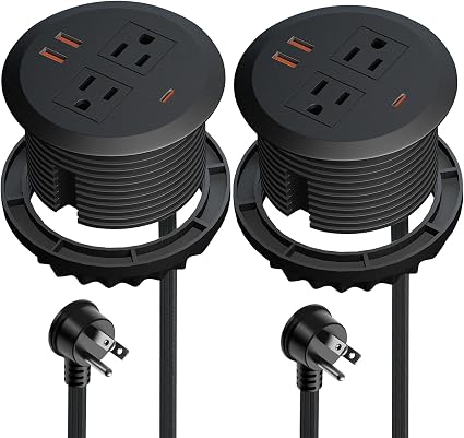3-inch Desktop Power Grommet,2-Pack,GaN65W USB-C,6.3ft Cord,Black - Image 4