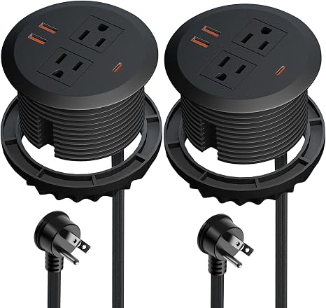 3-inch Desktop Power Grommet,2-Pack,GaN65W USB-C,6.3ft Cord,Black - Image 5