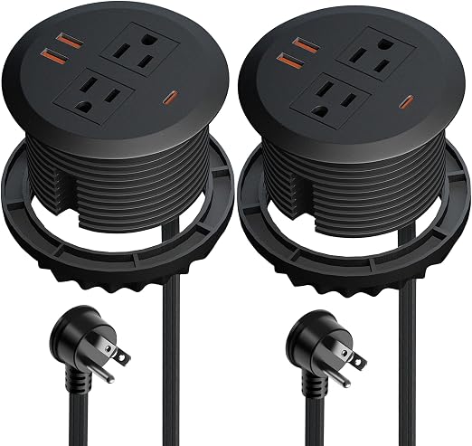 3-inch Desktop Power Grommet,2-Pack,GaN65W USB-C,6.3ft Cord,Black - Image 6
