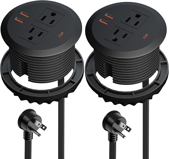 3-inch Desktop Power Grommet,2-Pack,GaN65W USB-C,6.3ft Cord,Black - Image 7