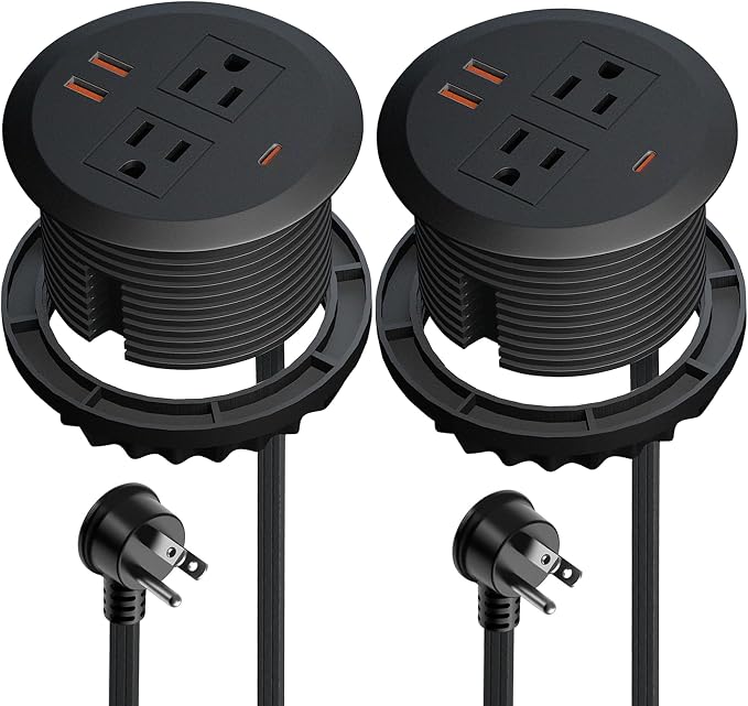 3-inch Desktop Power Grommet,2-Pack,GaN65W USB-C,6.3ft Cord,Black - Image 8