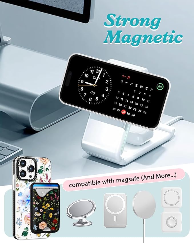 Toycamp for iPhone 14 Pro Case - Compatible with Magsafe Credit Card Holder Wallet Magnetic Cute Women Teen Girls Kawaii Girly Unique Flower Floral Design Phone Cover for iPhone 14 Pro