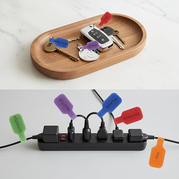30Pcs Cable Cord Labels, Purpose Cable Tags Handwriting Reusable Wire Labels, Electronic Cable Identification Tags for Wire Management and Identification (Rectangle A)