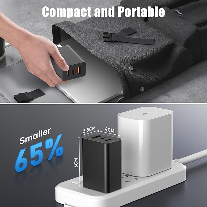 [2-Pack] USB C Wall Charger 3-Port,100W GaN Multiport Fast Charging Charger Block, PD+QC Power Adapter Plug for iPhone 17 Air/16/15/14/13/Pro Max/XS/XR, MacBook Pro/Air,iPad, Samsung S25/S24, and More