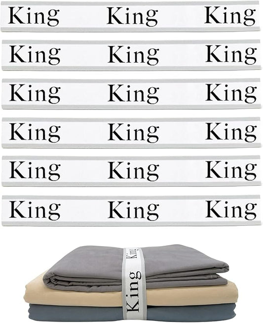 6 Pieces Bed Sheet Organizer Bands, Sheet Organizers and Storage Label Bands, Sheets Organizer for Closet, Sheet Label for Bedding, Sheet Keepers Linen Labels Bedding Bands (Grey, 6Pcs King)