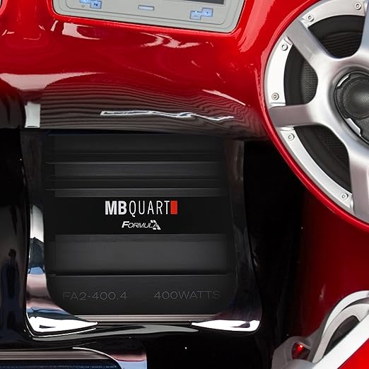 MB Quart Formula 400 Watt 1 Ohm Stable 4 Channel Full Range Class Q1 Car Audio Mobile Amplifier with Bass Remote, FA2-400.4, Black
