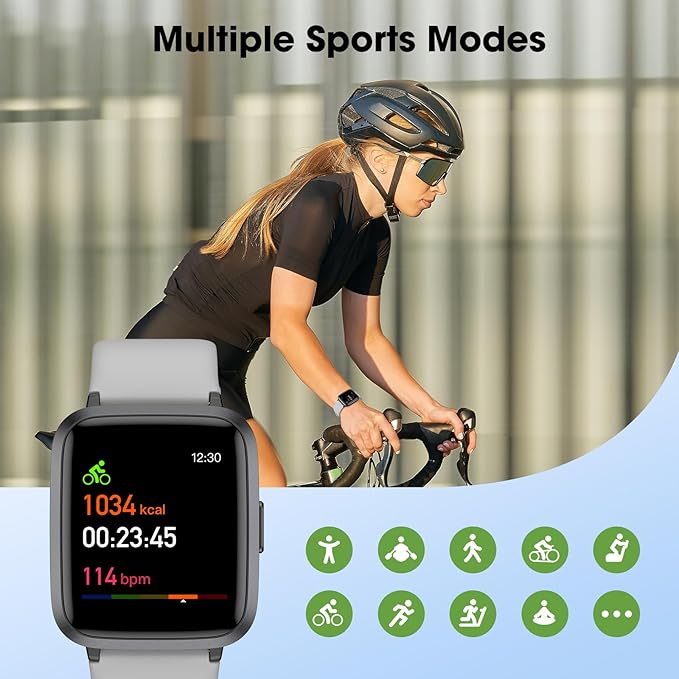 Fitness Tracker Watch with Heart Rate Monitor, Activity Tracker with Pedometer, Sleep Monitor, Calories & Step Counter, IP68 Waterproof Smart Watches for Women Men Fitness Watch for Sports