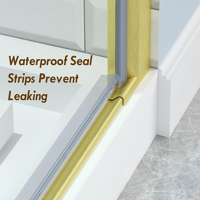 Frameless Pivot Shower Door 28.8-30" W X 72" H, 1/4" (6mm) Clear SGCC Tempered Glass, Hinged Pivot Swing Shower Door, Reversible Installation, Easy to Clean, Brushed Gold