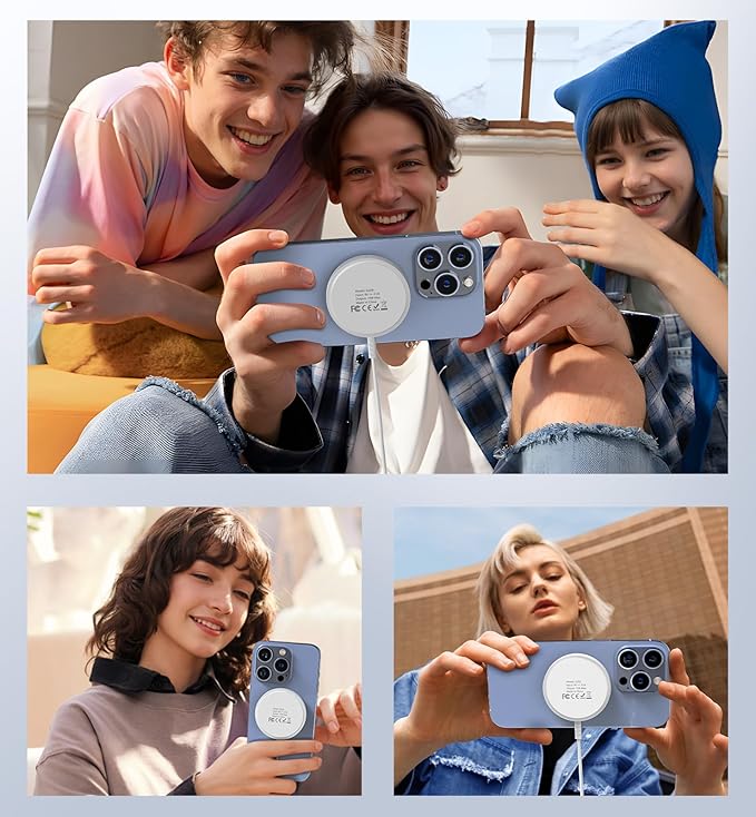 Magnetic Wireless Charger, Qi2 Certified for MagSafe Charger 2 Pack 15W Wireless Fast Charging Pad for iPhone 16/15/14/13/12 Series & AirPods 3/2/Pro Magnetic MagSafe Charging Pad with Dual Ports