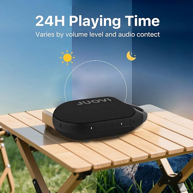 Clip Portable Bluetooth Speaker Wireless,Stereo Sound,24H Playtime,Loud Volume,Bluetooth 5.3 Connectivity,IP68 Waterproof,Built-in Carabiner,Speaker for Beach,Room,and Outdoor Travel (Black)