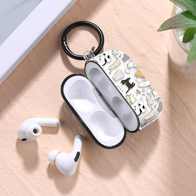 for Airpods Pro Case, Cute Cool Kitty Cat Pattern TPU Soft Cases for Airpods Pro Case 1st Gen, Shockproof for Airpods Pro 2019 Case Men Women with Cleaner Kit & Keychain