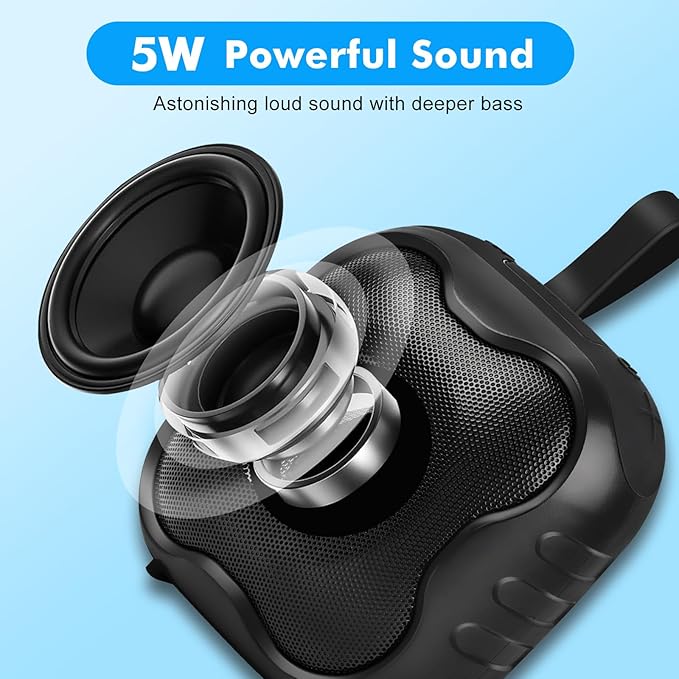 Cinolink Shower Bluetooth Speaker, IPX6 Waterproof Portable Speaker with Loud HD Sound RGB Lights for Home, Beaches Portable Wireless Outdoor Speakers