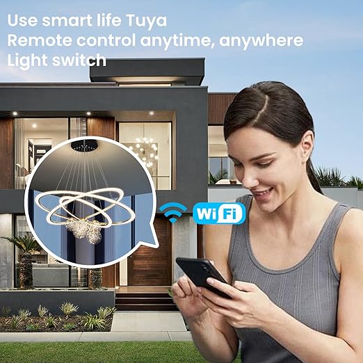 WiFi Smart Wall Light Switch, 3 Way Multi-Control, 2.4GHz Wi-Fi Touch Switch, Neutral Wire Required, Adapt with Smart Life/Tuya App, Compatible with Alexa and Google Home, Black 1 Gang