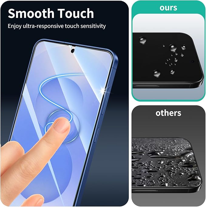 3*Screen Protector for Samsung Galaxy S24+/S24 Plus/S25+/S25 Plus with a Installation Alignment Aid, Double Shatterproof HD Tempered Glass Film, Impact-Protection [9H Hardness][Anti-Shatter][Anti-Scratch]