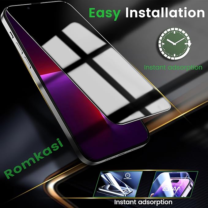 3 Pack Privacy Screen Protector for iPhone 13 6.1 Inch with 3 Pack Camera Lens Protector, Anti Spy Tempered Glass Film, Anti-Scratch, Touch Sensitive, Case Friendly