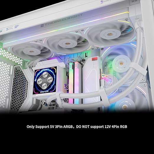 Hyper Vision 360 UB ARGB White 360mm AIO CPU Liquid Cooler with 3.95" IPS LCD Screen, TL-UB36 ARGB Fans, 27 dBA Quiet Cooling for Intel LGA1851/1700 & AMD AM5/AM4