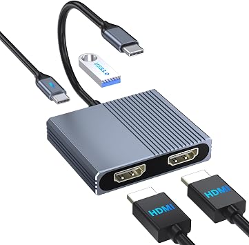 USB C to Dual HDMI Adapter for 2 Monitors, HDMI Splitter Extended Display - Image 2