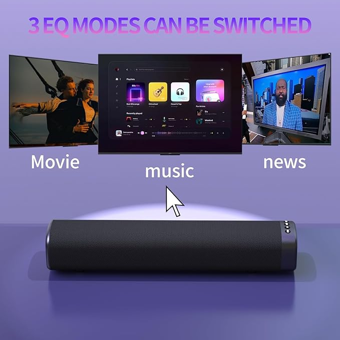 Sound Bar for Smart TV, Sound Bar, Bluetooth Sound bar, with Optical/AUX/HD ARC, Surround Sound Speakers, Surround Sound System for TV/PC/Gaming/Projectors, Wall Mountable PC Soundbar