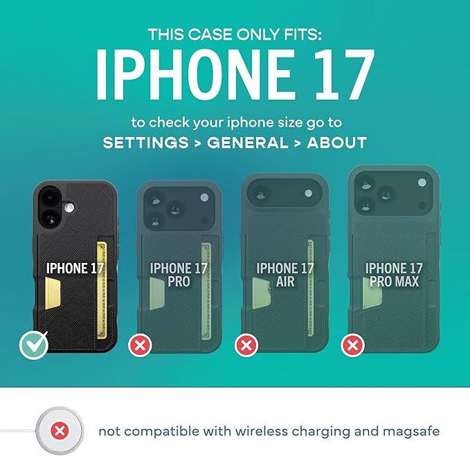 Smartish® iPhone 17 Wallet Case + Screen Protector - [Slim + Protective] Phone Case Credit Card Holder + 2-Pack Tempered Glass Screen Protectors for Apple iPhone 17 - Black Tie Affair