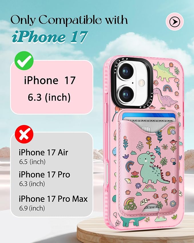 Toycamp for iPhone 17 Case - Compatible with Magsafe Credit Card Holder Wallet Magnetic Cute Women Teen Girls Kawaii Girly Unique Animal Design Phone Cover for Apple 17 Air
