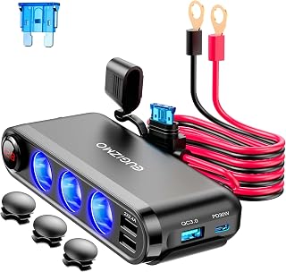 EUGIZMO Car Cigarette Lighter Splitter, 200W 3 Socket Plug Power Outlet - Image 1