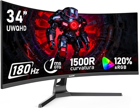 Gawfolk 34 Inch Ultrawide Curved 180Hz Gaming Monitor,UWQHD PC Screen