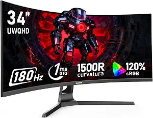 Gawfolk 34 Inch Ultrawide Curved 180Hz Gaming Monitor,UWQHD PC Screen