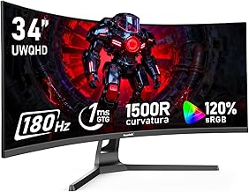 Gawfolk 34 Inch Ultrawide Curved 180Hz Gaming Monitor,UWQHD PC Screen - Image 1